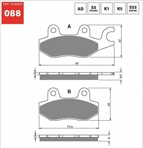 Pastillas de freno traseras sinterizadas GOLDfren 088S3 Foto 2 de 3