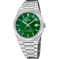 Swiss Made FESTINA F20034/4 Steel Green Bottom Watch with Date
