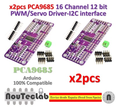 2pcs PCA9685 16 Channel 12 bit PWM Servo Driver I2C Interface for Arduino