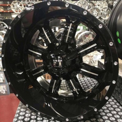 20x10 Full Throttle FT8034 5x139.7 / 5x150 Gloss Black Milled Wheels -24mm