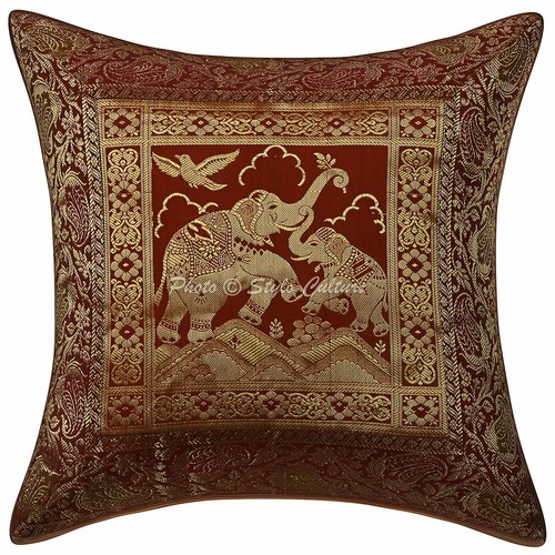 Indian Brocade Silk Cushion Cover Hippie Bohemian Bedding Sofa Pillow Case Cover - Picture 7 of 45