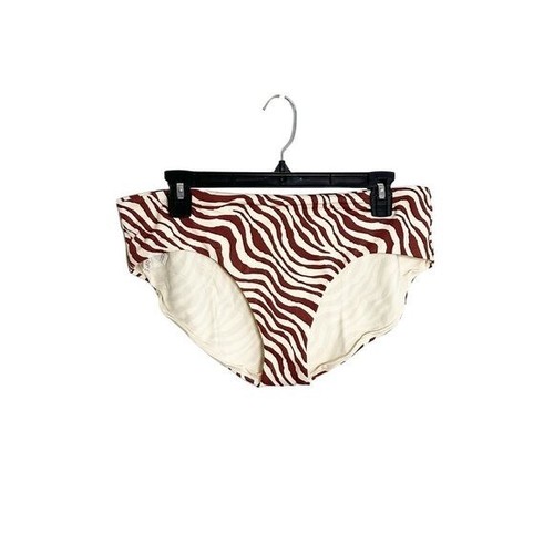 Andie Swim Hipster Bikini Bottom in Bias Stripe Truffle Brown Cream Size Large - 第 2/7 張圖片