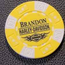 BRANDON HD ~ FLORIDA (Yellow AKQJ) Harley Davidson Poker Chip CLOSED