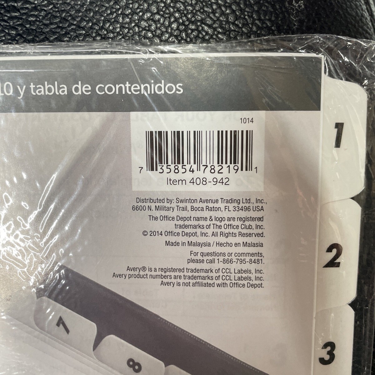 2) Office Depot Index Dividers 1-10 2-sided Tab S5 | eBay