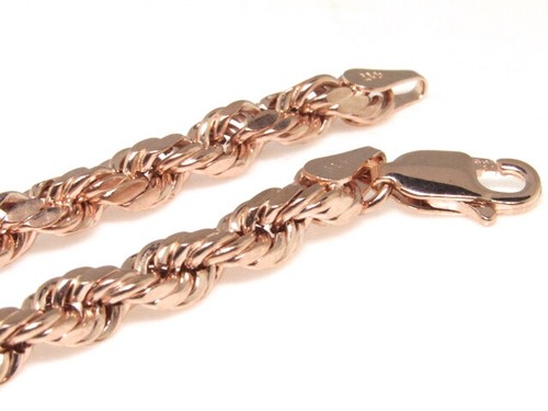 Men's Ladies Real 10K Rose Gold Hollow Rope Chain (5 mm) 18-28" - Afbeelding 5 van 6