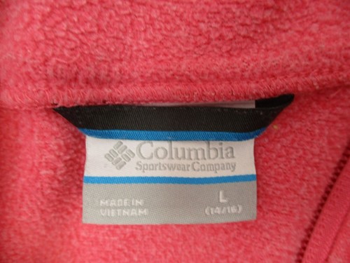Columbia Size L (14/16) Girls Pink Full Zip Fleece Lined Athletic Jacket 615 - Picture 7 of 8