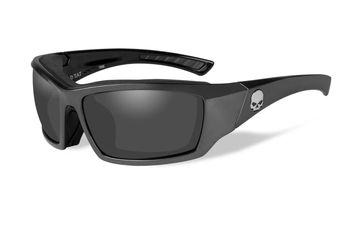 Harley Davidson Wiley X Tattoo Gray Frame Silver Lens Riding Sunglasses HATAT02
