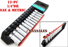 12Pc 1/4" Drive SAE/MM Universal Deep Spline Socket Set