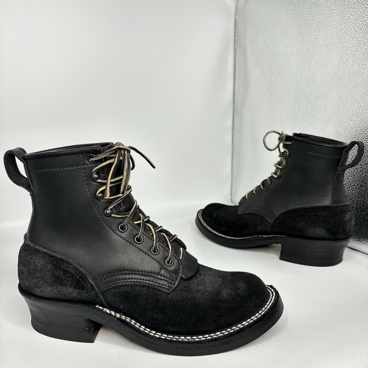 Nicks Handmade Boots Urban Drifter Men 7.5 D Black Suede Leather