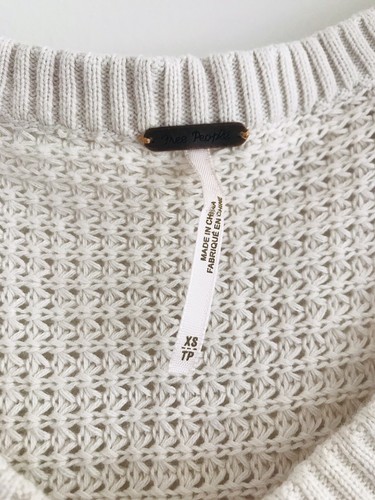Free People Moonshine Pullover Maglione Spalla Fredda Scollo a V Donna Taglia XS Beige - Foto 9 di 9