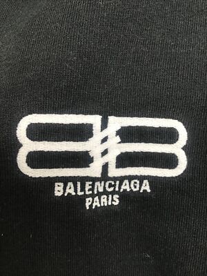 Balenciaga Unifit Hoodie Black Cotton Distressed Shoulders Size S