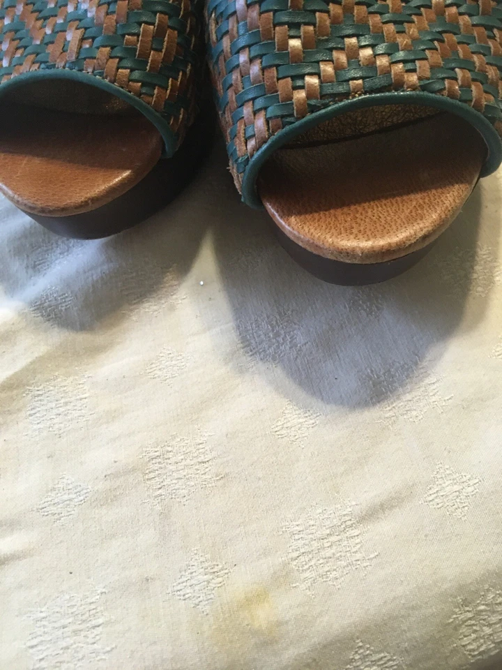 "Zapatos de plataforma alta Elliot Lucca para mujer marrón verde cuero trenzado 5,5"" 10" Foto 3 de 3