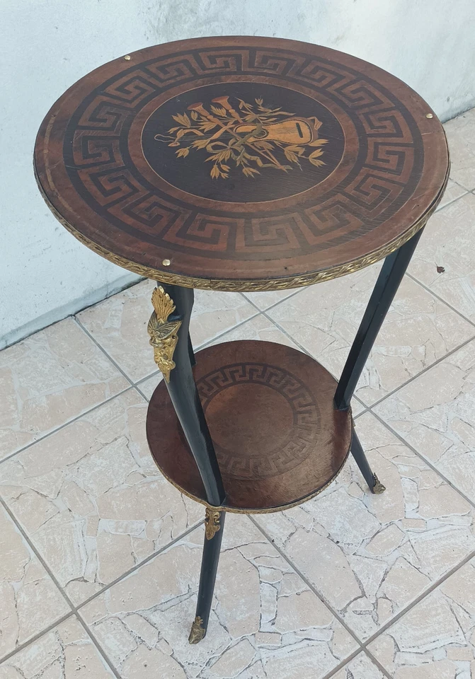 Sellette Napoléon III en marqueterie de bois précieux - Photo 4/4