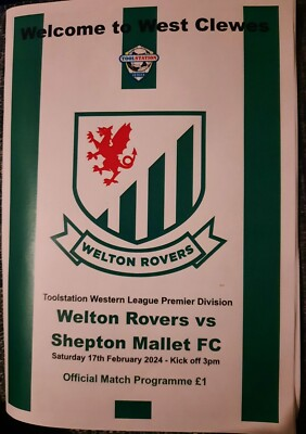 #ad WELTON ROVERS v SHEPTON MALLET TOOLSTATION WESTERN LEAGUE PREMIER DIV 2024 GBP 3.50
