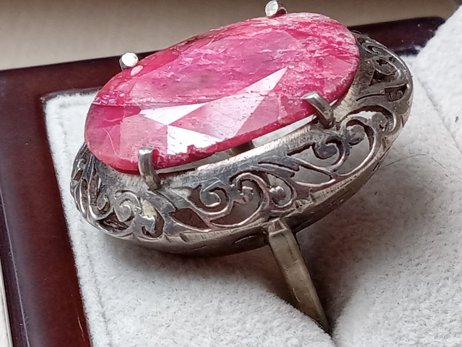 Statement Sterling Silver Ring Bright Magenta, Re… - image 3