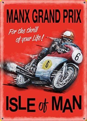 Isle Of Man Manx Grand Prix Fahrrad Großes Schild aus Stahl 400mm x 300mm Preis