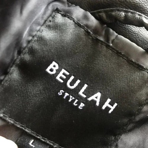 Belauh Vegan Floral Embroidered Black Moto Jacket - Picture 7 of 8