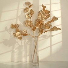 2 Gold 27 in Artificial Eucalyptus LEAF Metallic Faux Greenery Stems Party Event
