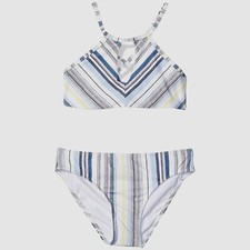  196 Splendid Kids Girl Blue White Stretch Bikini Two-Piece Swimsuit Swim Set 12