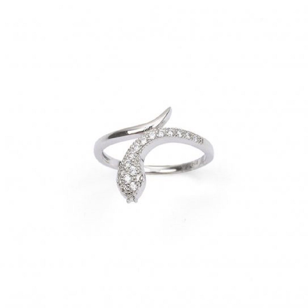 Bague serpent argent 925 rhodié et zirconium taille 52 idée cadeau femme