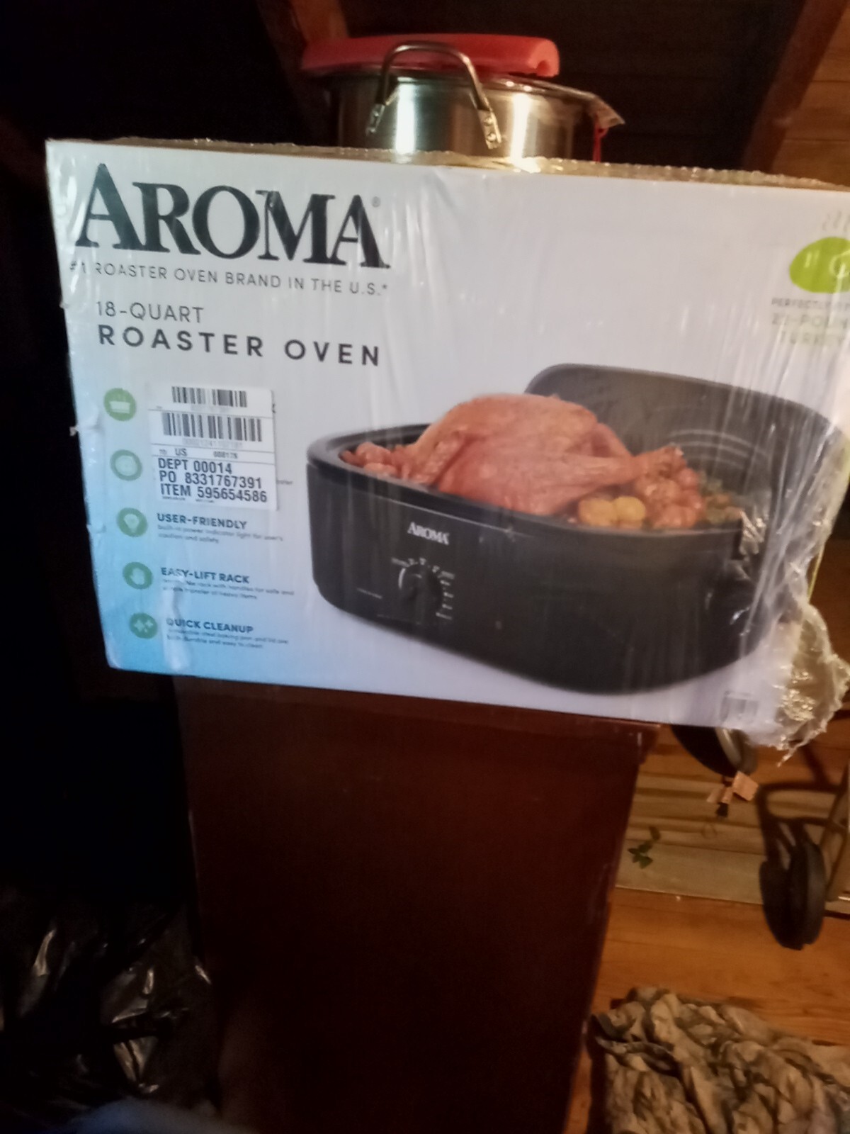 AROMA ART718B 18qt Roaster Oven Black For 22 LB. Thanksgiving Turkey