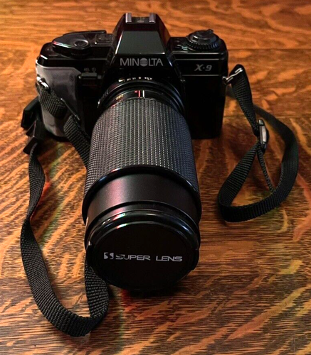 CAMERA~ MINOLTA X-9~ SUPER LENS 200MM~ #9011247~ F=8-20 WITH STRAP~ UNTESTED - Picture 10 of 13