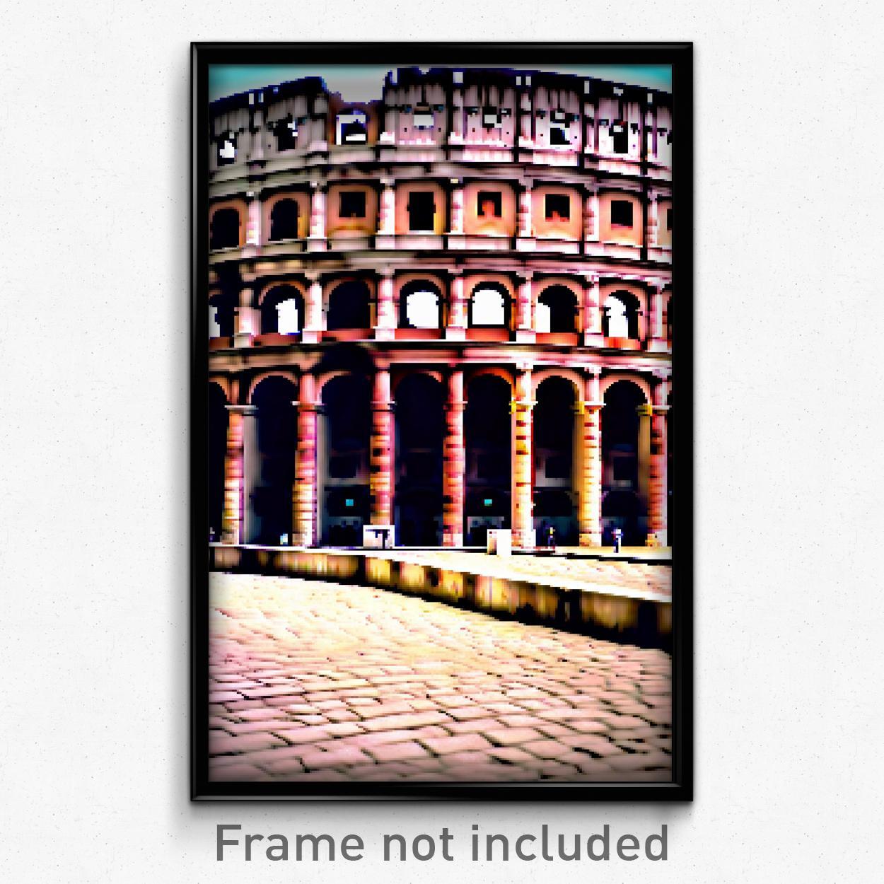 8 Bit Psychedelic Pixel Art Poster of the Colosseum