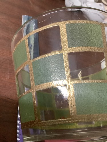 Culver 22K Gold Green Ice Bucket 4.75” MCM Vintage - Picture 12 of 14