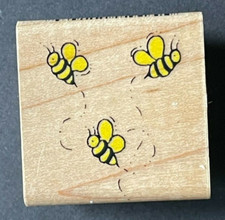 Flying Bees Buzz Summer Spring Insects Pollinators Animal Wood Rubber Stamp