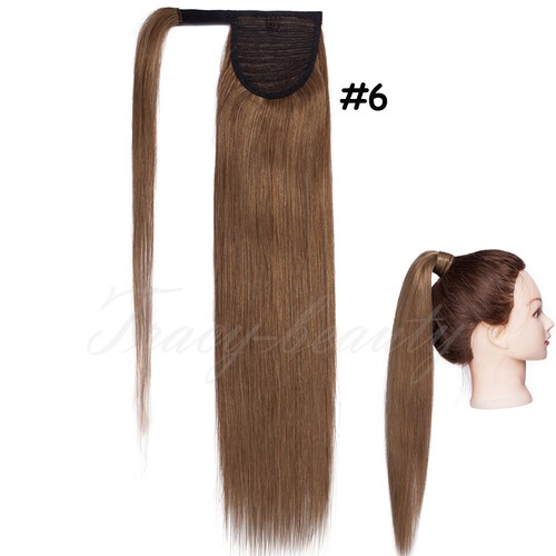 Ponytail Extension Thick Clip in 100% Real Remy Human Hair Wrap Around Hairpiece - Picture 21 of 40