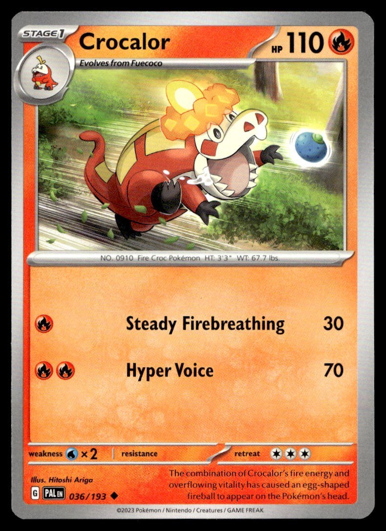 Crocalor 36/193 Pokemon Card Paldea Evolved Uncommon 110 HP Lightly Played CC