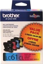 NIB - Brother® LC61 Black And Cyan, Magenta, Yellow Ink Cartridges, Pack Of 4