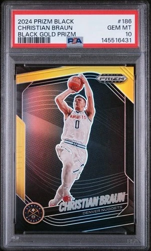 2024-25 Panini Prizm Black #186 Christian Braun Black Gold /5 PSA 10 Pop 1