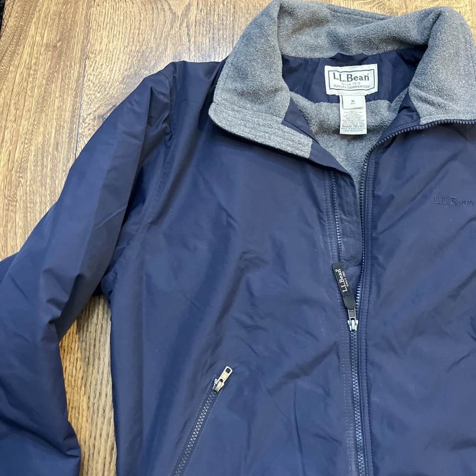 Abrigo de bombardero LL Bean para hombre forrado de lana azul, talla M Foto 3 de 4