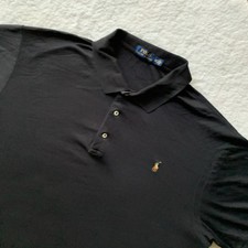 Polo Ralph Lauren Men  s Polo Shirt 2XB Black w/Yellow Embroidered Polo Player
