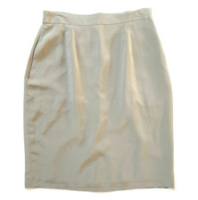 NWT Vintage Talbots Petites Womens 10P Silk Pencil Skirt Beige Lined Pockets