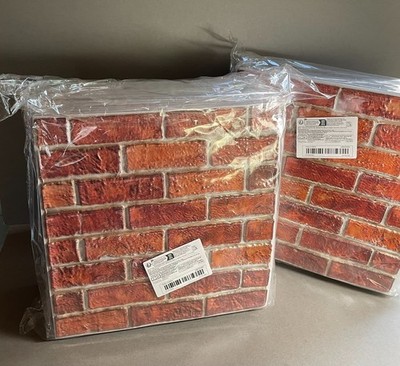 48 Pcs 11.75'' x 11.75'' Faux Mini Brick 3.875'' x 1.25'' Peel 'N Stick Wall Squares