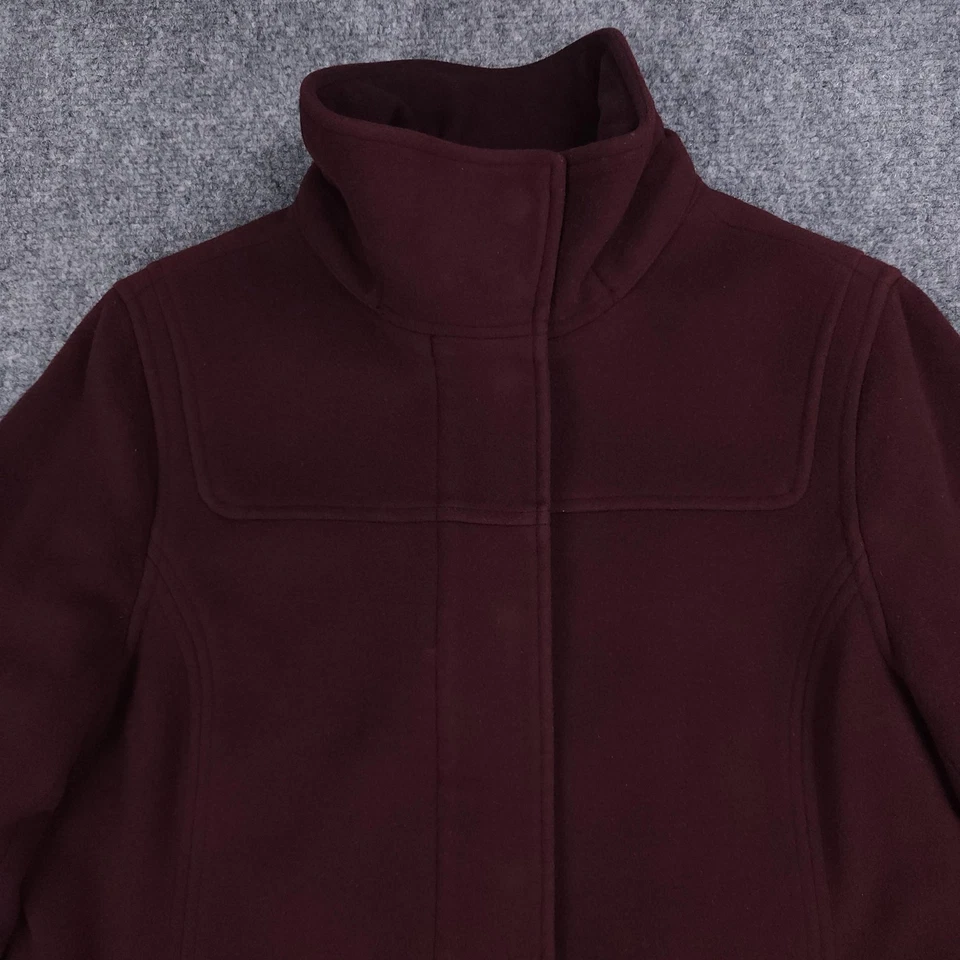 LL Bean 女式小号勃艮第羊毛细丝衬里立领全拉链 — 第 3/4 张图片