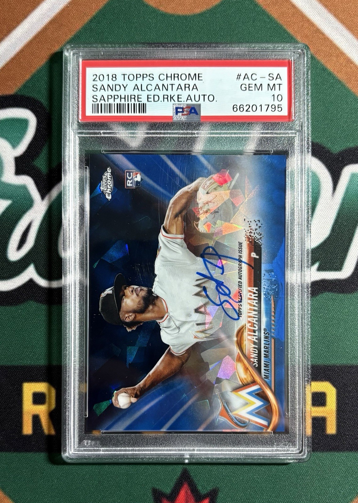 Sandy Alcantara 2018 Topps Chrome Sapphire Rookie Auto PSA 10 RC