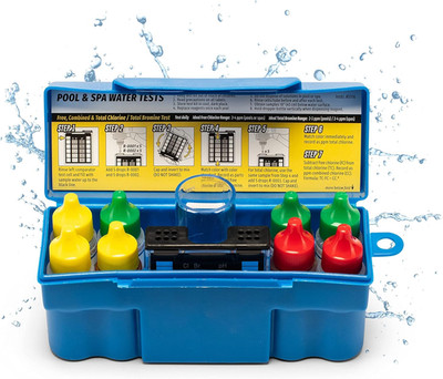 K-1004 DPD, 6-In-1 Pool Test Kit for for Free & Total Chlorine, Bromine, Ph, Aci
