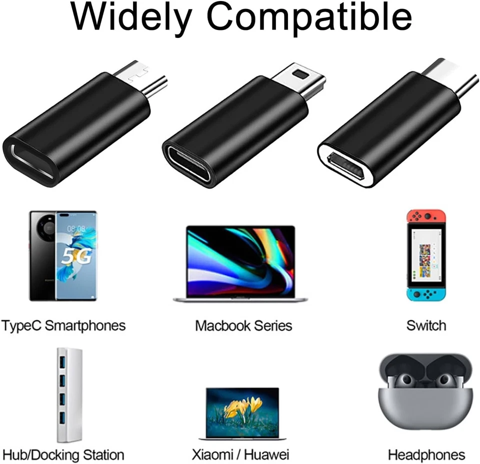 USB-C Adapter Set (6 Stück) – Mini USB & Micro USB auf USB-C YRIKE - Bild 2 von 4