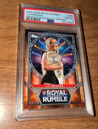 2025 Topps Royal Rumble Liv Morgan /25 Indianapolis Exclusive Orange PSA 8 POP 1