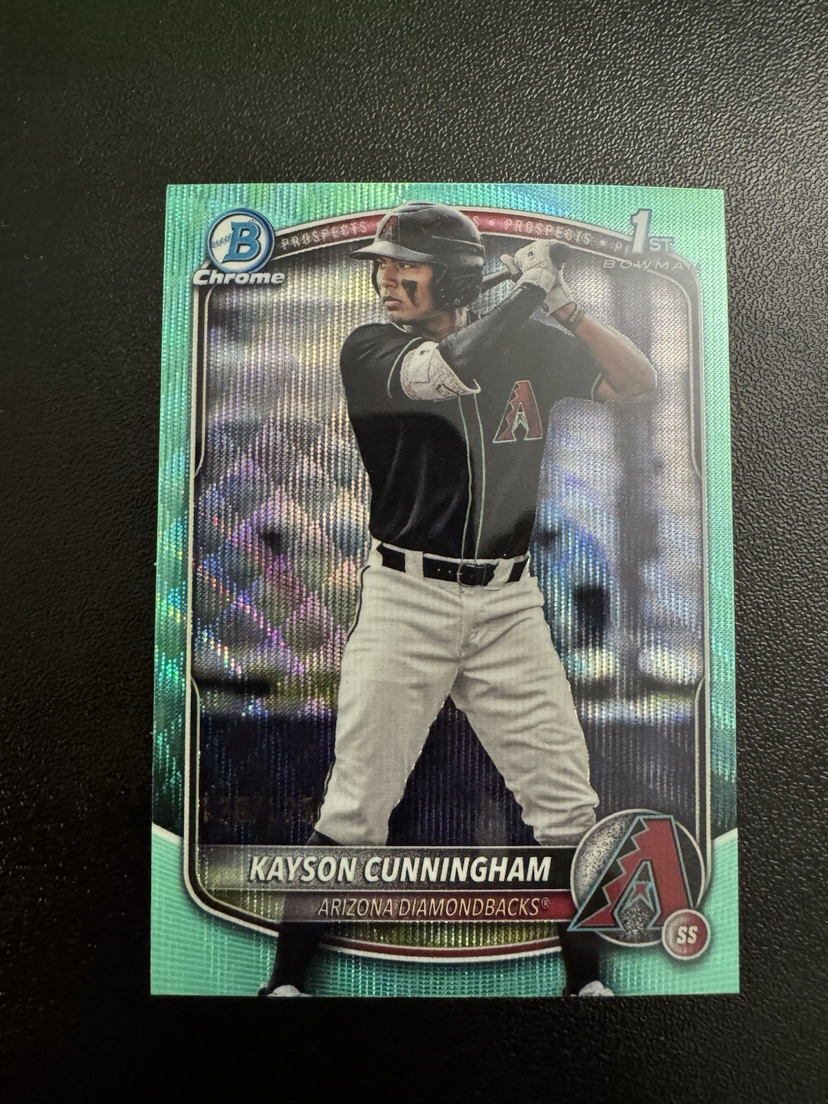 2025 Bowman Draft Chrome Kayson Cunningham 1st Aqua Wave Refractor #/125 Dbacks