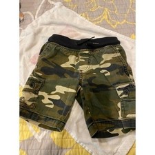 Wonder Nation Camo Cargo Shorts XS 4-5 Green Black Drawstring Waist
