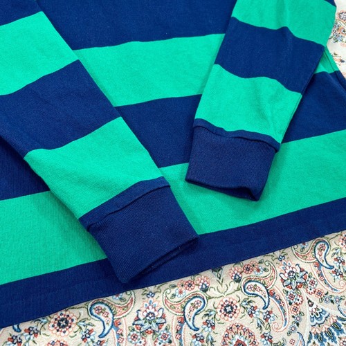  [A, Taglia S] Polo Ralph Lauren Camicia Rugby Morbida - Verde Scuro Riga Navy - Foto 5 di 9