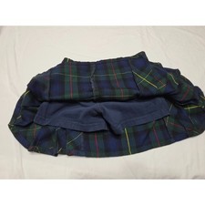 Lands' End Girls School Uniform Side Pleat Plaid Skort Hunter Navy - Size 6