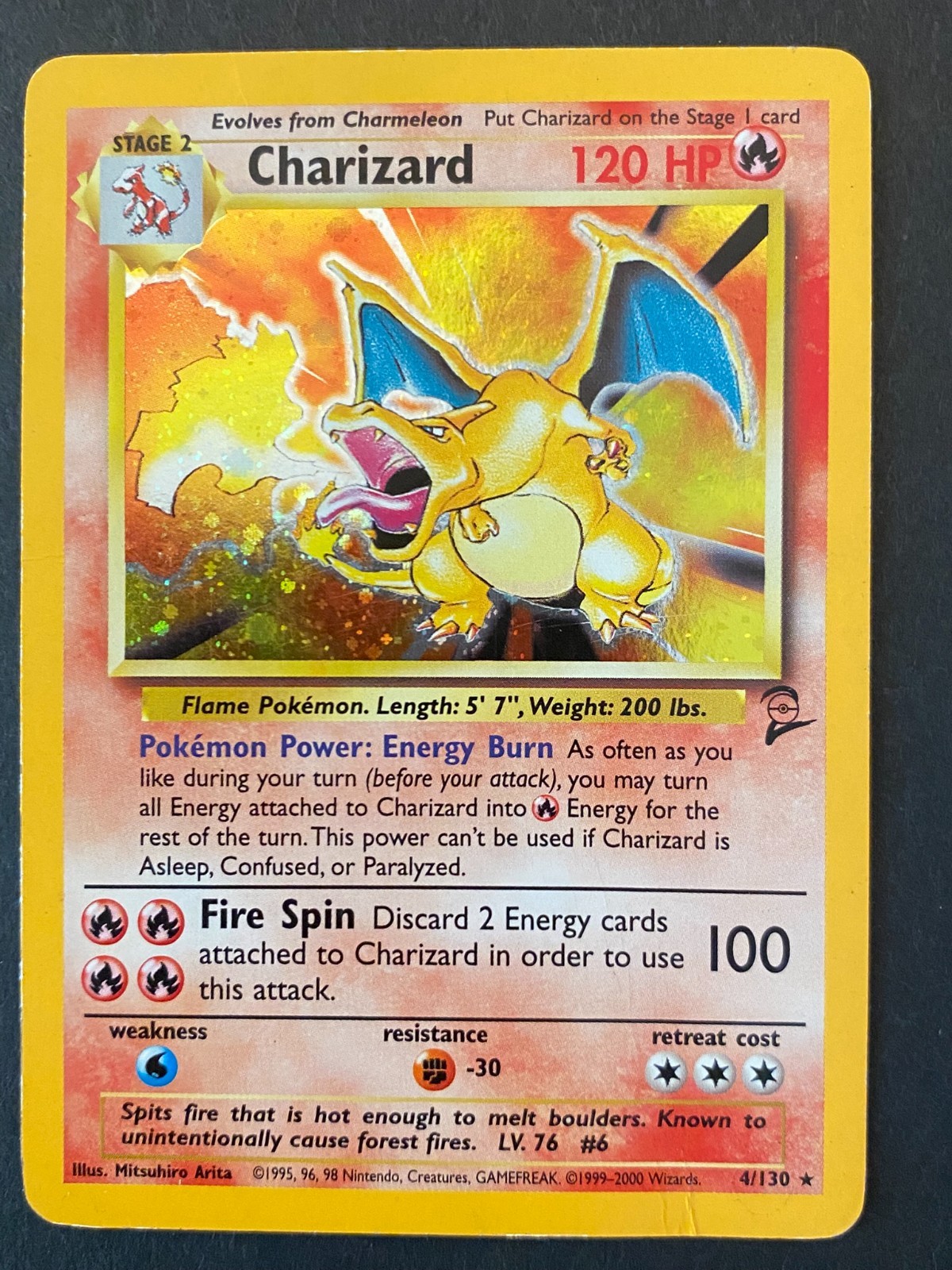 Pokemon TCG Charizard 4/130 Holo Base Set 2
