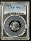 1943-D  1C  Lincoln Wheat One Cent  PCGS MS66  57508131