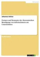 Johannes Hofner | Formen Und Konzepte Der öKonomischen Beteiligung Von...