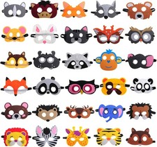 30 Pieces Felt Animal Masks for Kids Jungle Theme Party Favors Supplies  